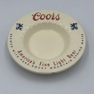 Vintage‎ Coors Light Beer Rocky Mountain White Ceramic Ashtray Trinket Dish